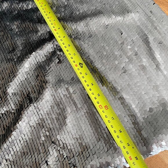 Zara Runway Sparkle | Matte Silver Sequin Mini Dress (Sz M) - Picture 6 of 7